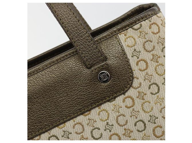 Céline CELINE C Macadam Canvas Hand Bag Leather Beige Silver - vista 17