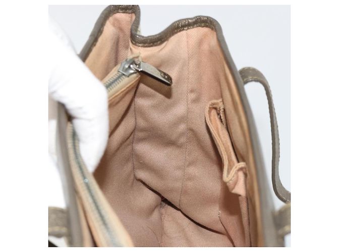 Céline CELINE C Macadam Canvas Hand Bag Leather Beige Silver - vista 19