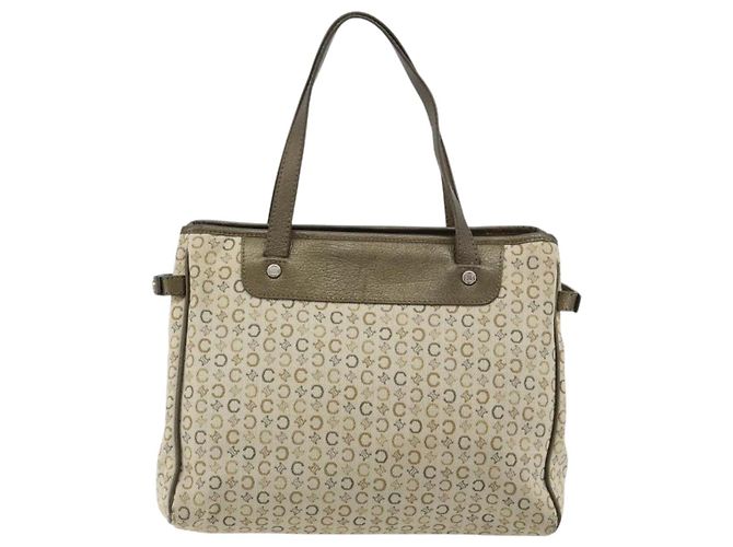 Céline CELINE C Macadam Canvas Hand Bag Leather Beige Silver - vista 2