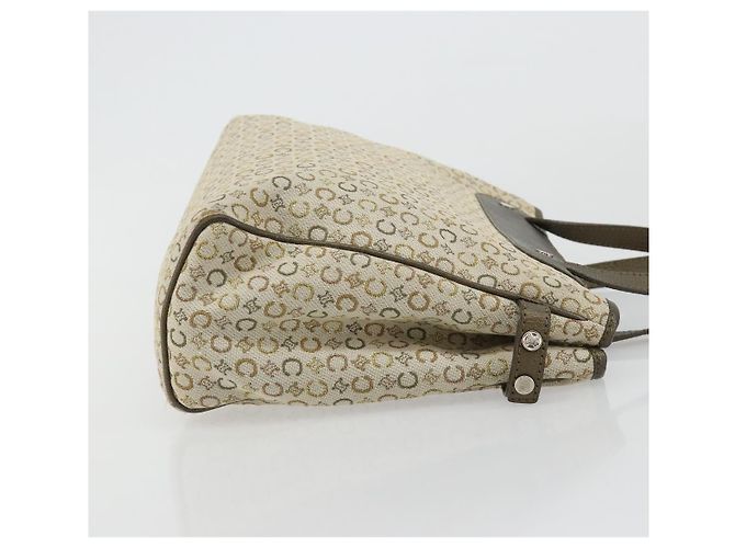 Céline CELINE C Macadam Canvas Hand Bag Leather Beige Silver - vista 3