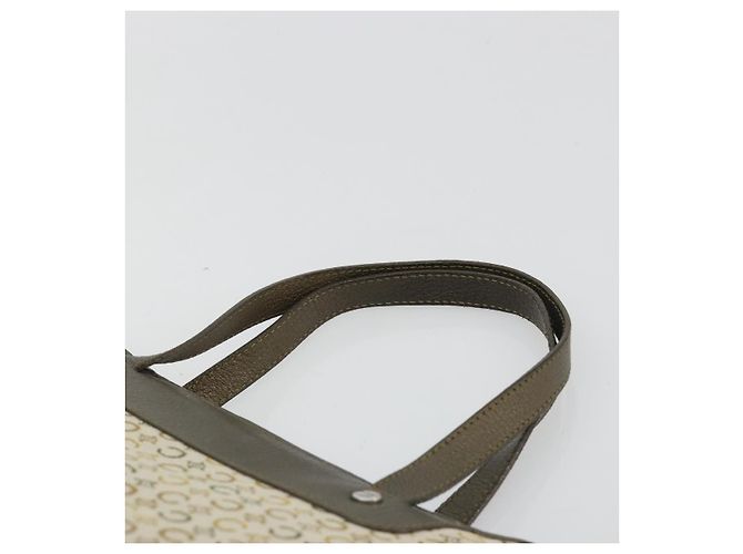 Céline CELINE C Macadam Canvas Hand Bag Leather Beige Silver - vista 8