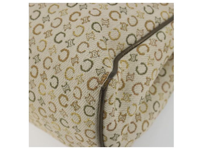 Céline CELINE C Macadam Canvas Hand Bag Leather Beige Silver - vista 9