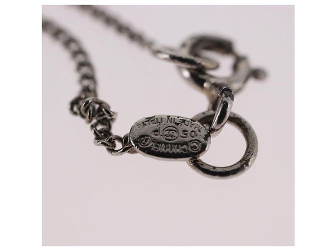 CHANEL COCO Mark Necklace metal Silver tone CC - vista 11