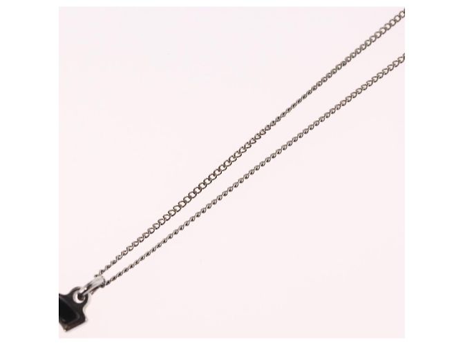 CHANEL COCO Mark Necklace metal Silver tone CC - vista 13