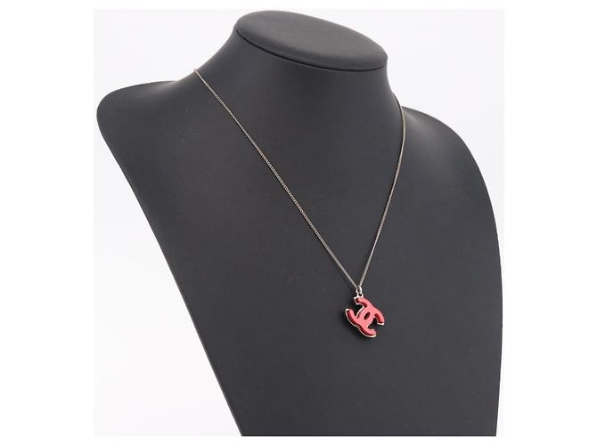 CHANEL COCO Mark Necklace metal Silver tone CC - vista 16