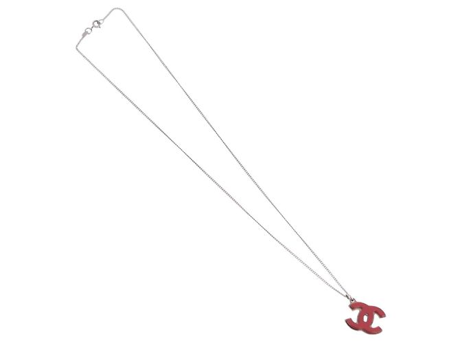 CHANEL COCO Mark Necklace metal Silver tone CC - vista 2