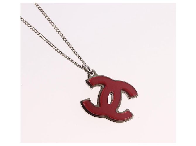 CHANEL COCO Mark Necklace metal Silver tone CC - vista 3