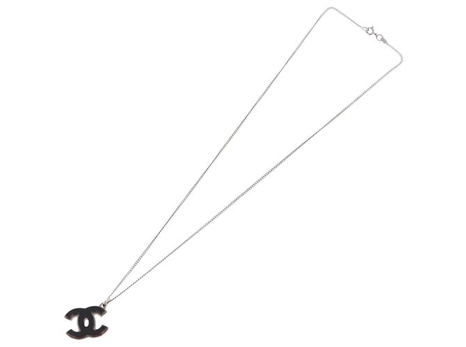 CHANEL COCO Mark Necklace metal Silver tone CC - vista 8