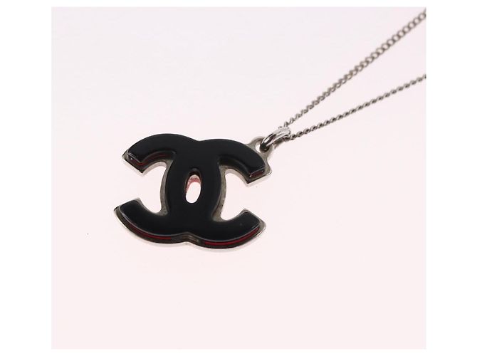 CHANEL COCO Mark Necklace metal Silver tone CC - vista 9