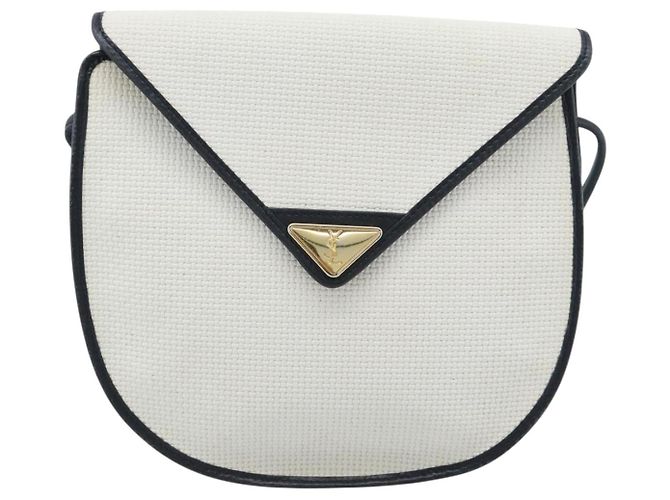 SAINT LAURENT Shoulder Bag Coated Canvas White Gold - vista 2