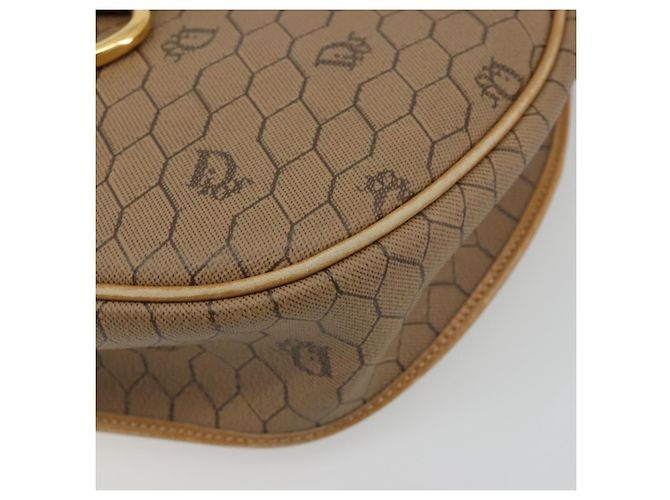 Christian Dior Honeycomb Canvas Shoulder Bag PVC Beige Gold - vista 10