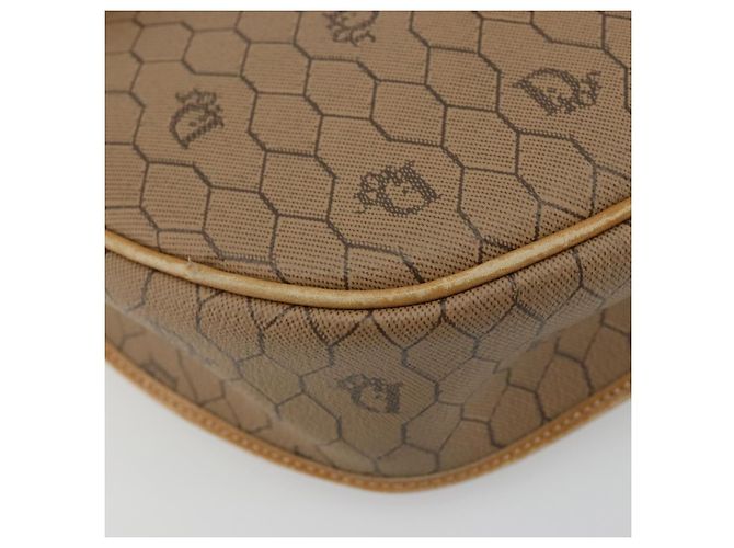 Christian Dior Honeycomb Canvas Shoulder Bag PVC Beige Gold - vista 11