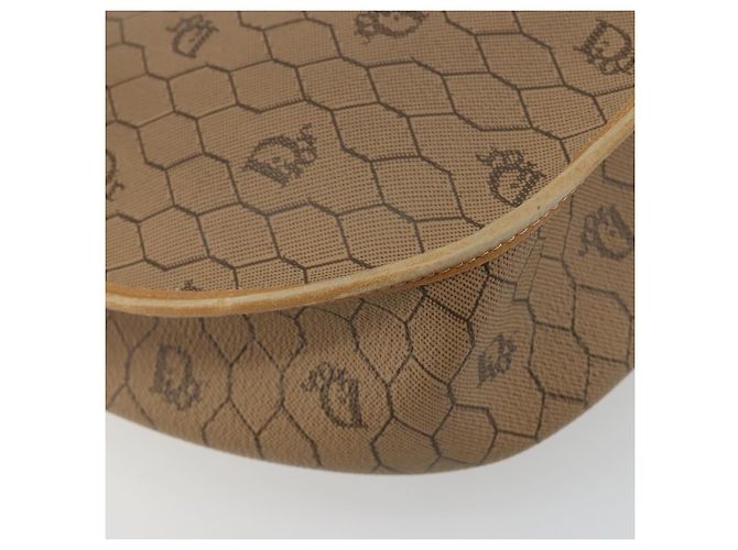 Christian Dior Honeycomb Canvas Shoulder Bag PVC Beige Gold - vista 13