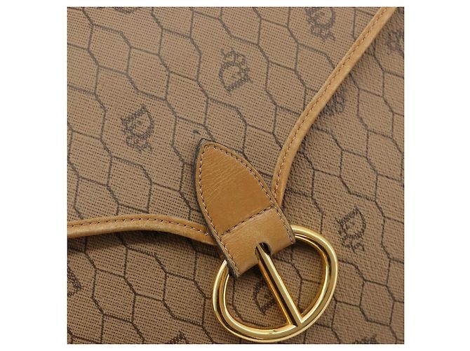 Christian Dior Honeycomb Canvas Shoulder Bag PVC Beige Gold - vista 14