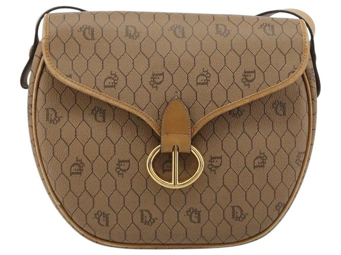 Christian Dior Honeycomb Canvas Shoulder Bag PVC Beige Gold - vista 2