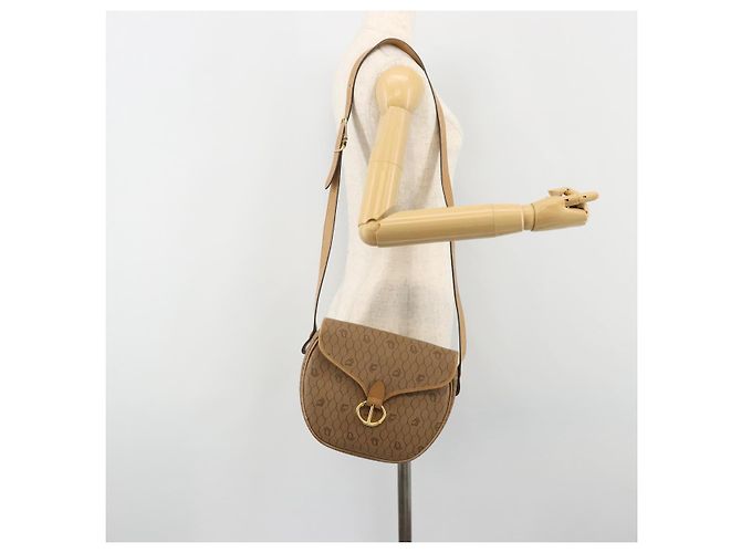 Christian Dior Honeycomb Canvas Shoulder Bag PVC Beige Gold - vista 23