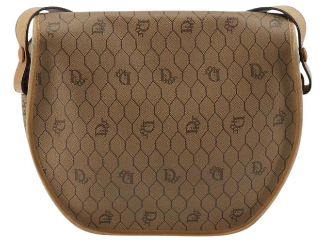 Christian Dior Honeycomb Canvas Shoulder Bag PVC Beige Gold - vista 3