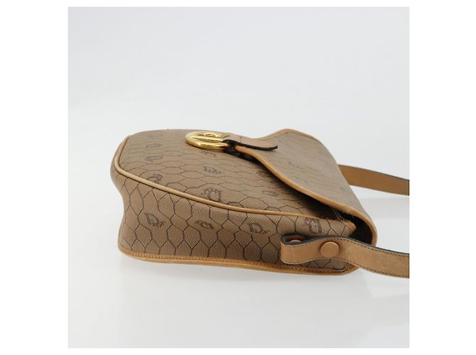 Christian Dior Honeycomb Canvas Shoulder Bag PVC Beige Gold - vista 4