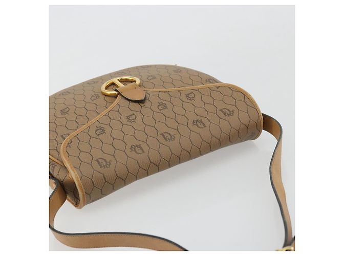 Christian Dior Honeycomb Canvas Shoulder Bag PVC Beige Gold - vista 6