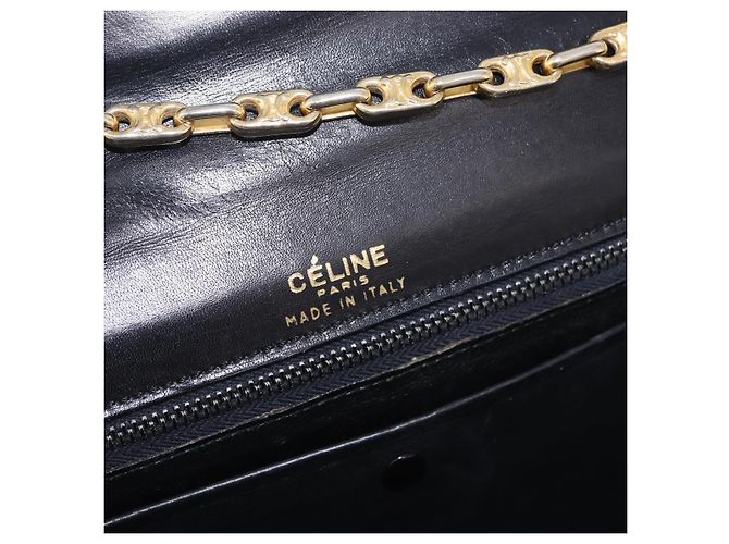 Céline CELINE Chain Shoulder Bag Leather Black Gold - vista 10
