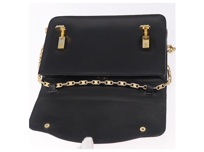 Céline CELINE Chain Shoulder Bag Leather Black Gold - vista 9