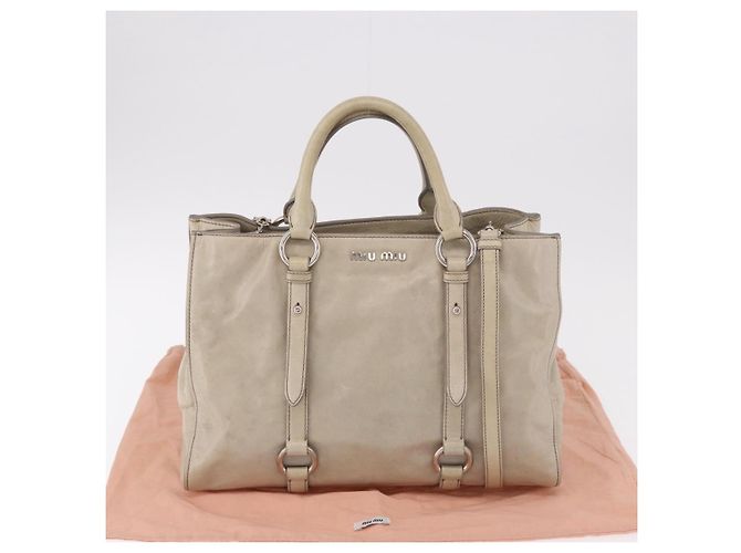 Miu Miu Hand Bag Leather 2way Gray Silver - vista 12