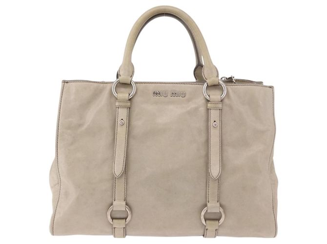 Miu Miu Hand Bag Leather 2way Gray Silver - vista 13