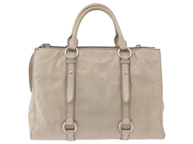 Miu Miu Hand Bag Leather 2way Gray Silver - vista 2