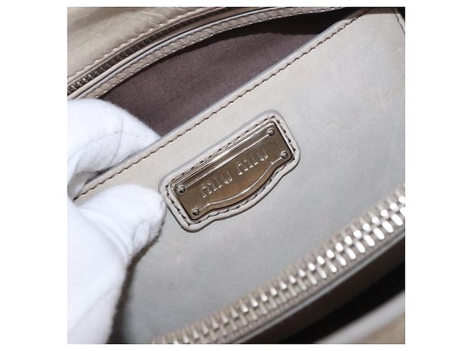 Miu Miu Hand Bag Leather 2way Gray Silver - vista 21