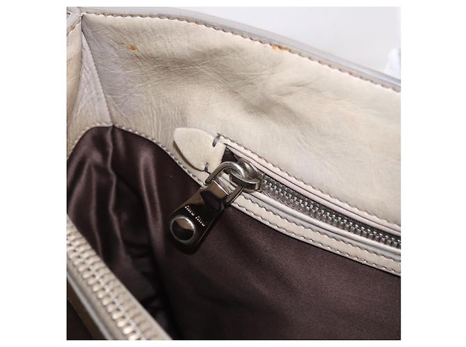 Miu Miu Hand Bag Leather 2way Gray Silver - vista 27