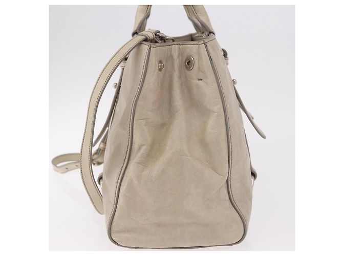 Miu Miu Hand Bag Leather 2way Gray Silver - vista 3