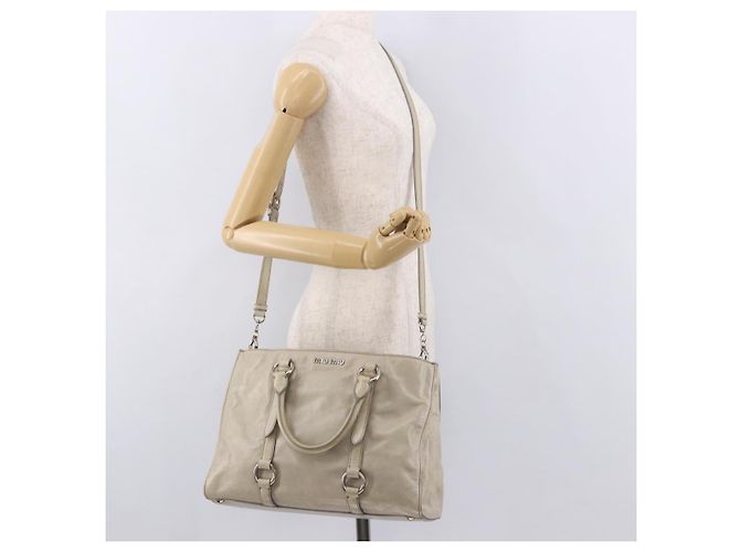 Miu Miu Hand Bag Leather 2way Gray Silver - vista 33