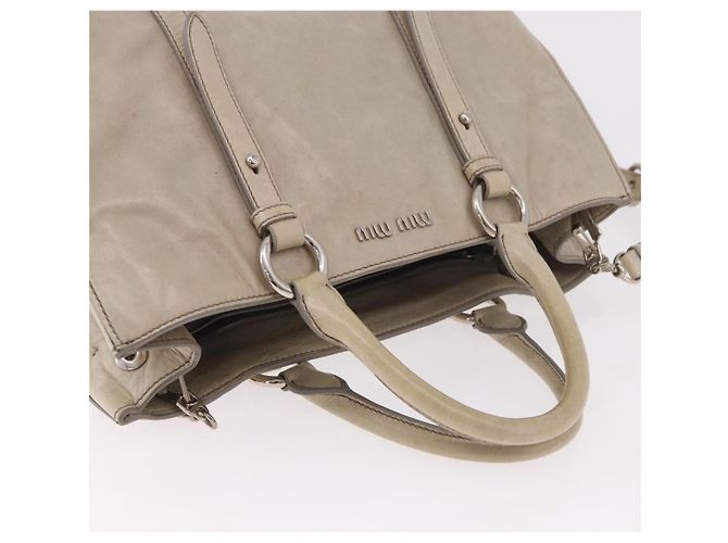 Miu Miu Hand Bag Leather 2way Gray Silver - vista 7