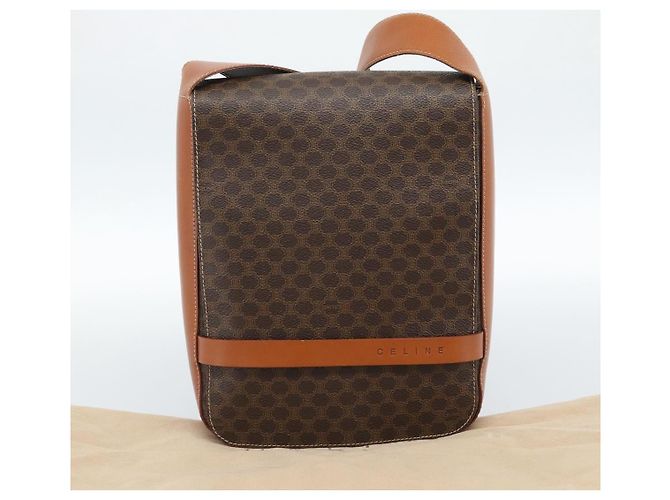 Céline CELINE Macadam Canvas Shoulder Bag PVC Leather Brown Gold - vista 12