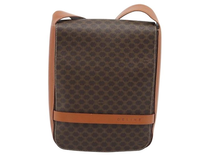 Céline CELINE Macadam Canvas Shoulder Bag PVC Leather Brown Gold - vista 13