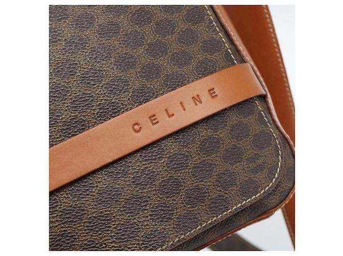 Céline CELINE Macadam Canvas Shoulder Bag PVC Leather Brown Gold - vista 17