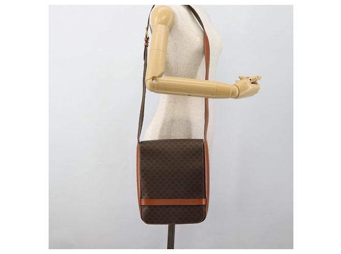 Céline CELINE Macadam Canvas Shoulder Bag PVC Leather Brown Gold - vista 27