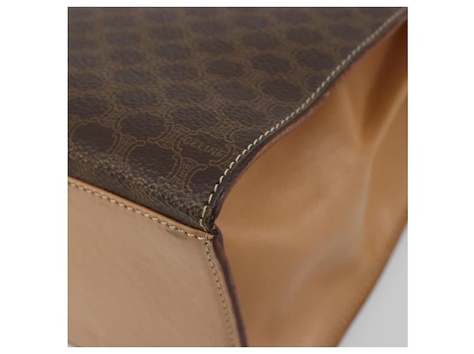 Céline CELINE Macadam Canvas Hand Bag PVC Leather Brown Gold - vista 17