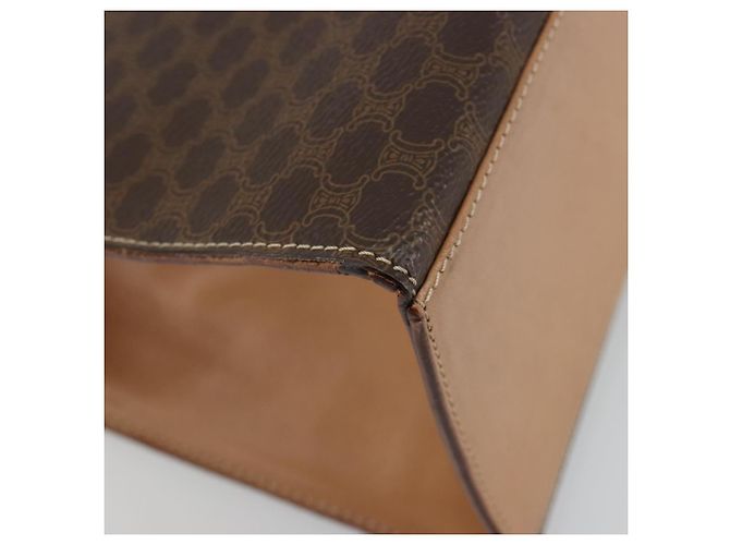 Céline CELINE Macadam Canvas Hand Bag PVC Leather Brown Gold - vista 18