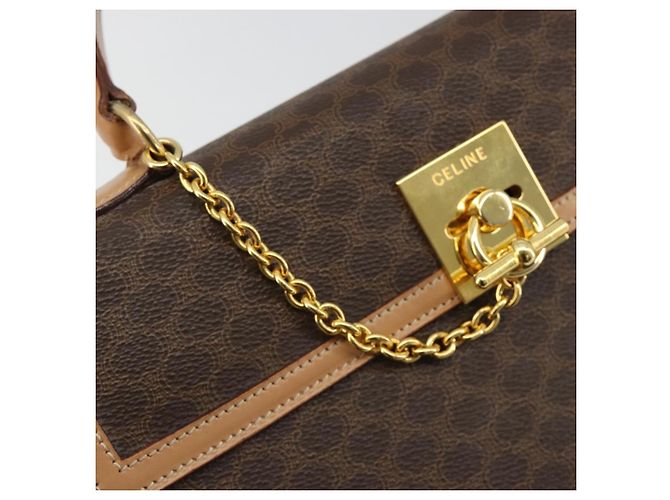 Céline CELINE Macadam Canvas Hand Bag PVC Leather Brown Gold - vista 20