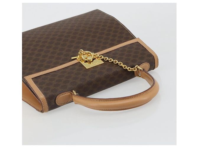 Céline CELINE Macadam Canvas Hand Bag PVC Leather Brown Gold - vista 6