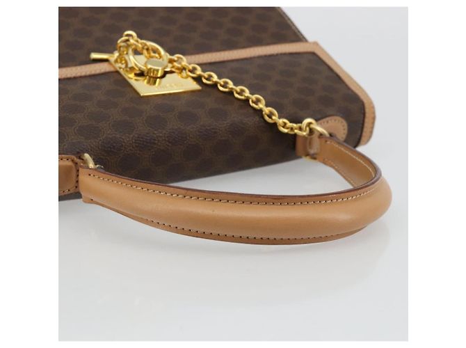 Céline CELINE Macadam Canvas Hand Bag PVC Leather Brown Gold - vista 7