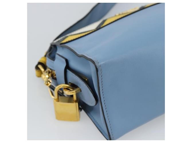 PRADA Shoulder Bag Leather Light Blue Gold - vista 16