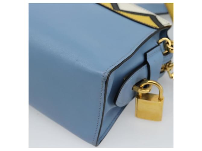 PRADA Shoulder Bag Leather Light Blue Gold - vista 17