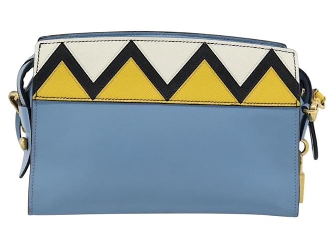PRADA Shoulder Bag Leather Light Blue Gold - vista 2