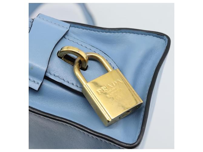 PRADA Shoulder Bag Leather Light Blue Gold - vista 20