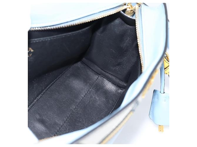 PRADA Shoulder Bag Leather Light Blue Gold - vista 23