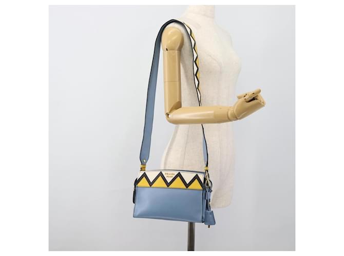 PRADA Shoulder Bag Leather Light Blue Gold - vista 27