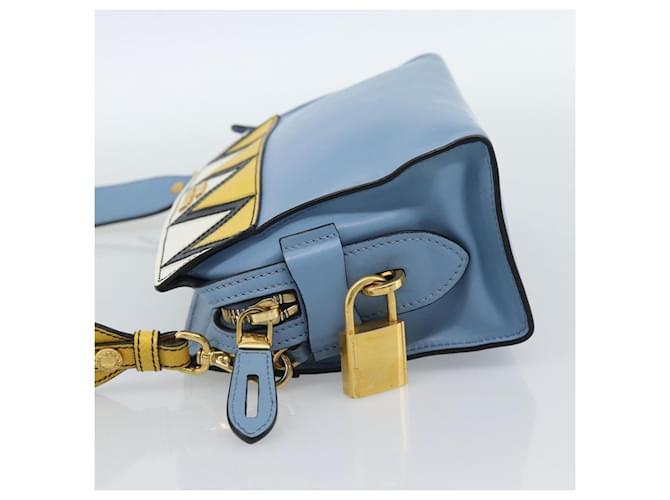 PRADA Shoulder Bag Leather Light Blue Gold - vista 3