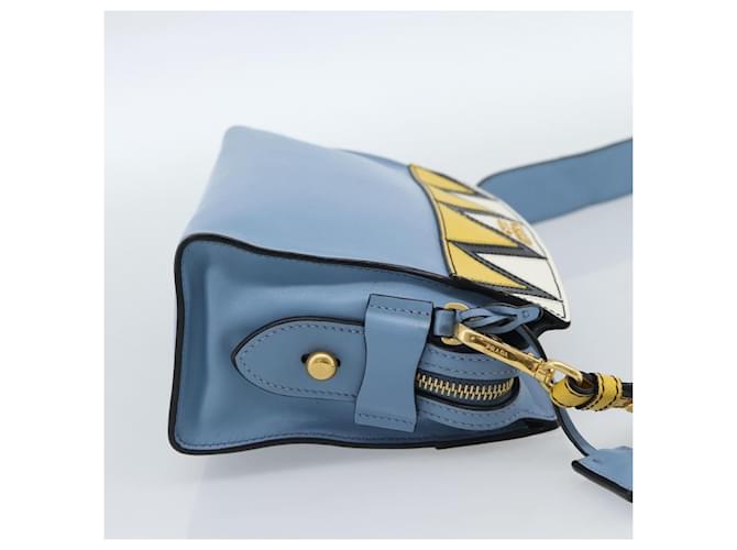 PRADA Shoulder Bag Leather Light Blue Gold - vista 4
